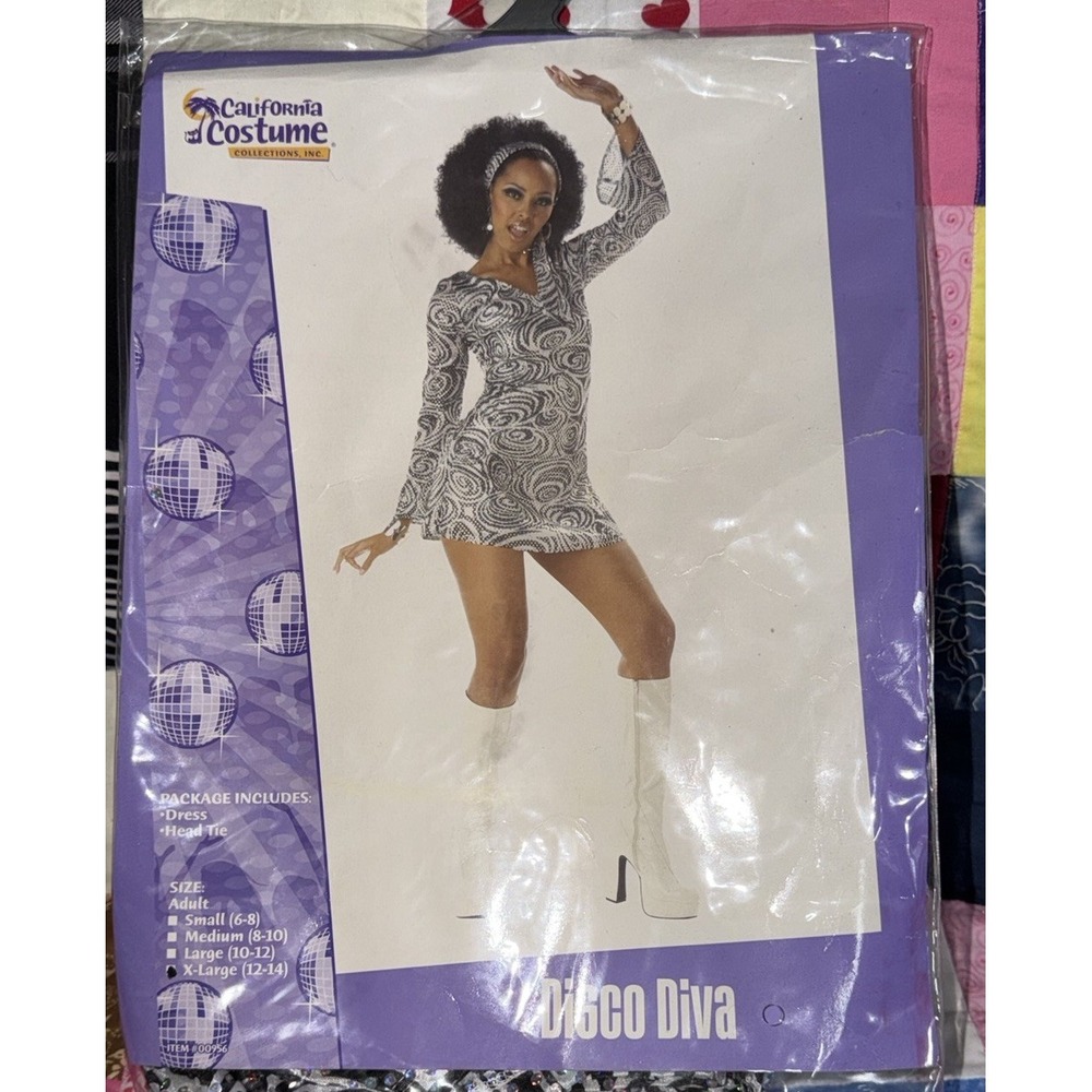 California Costume Collections Womens Disco Diva Dress Black/Silver Stretch XL